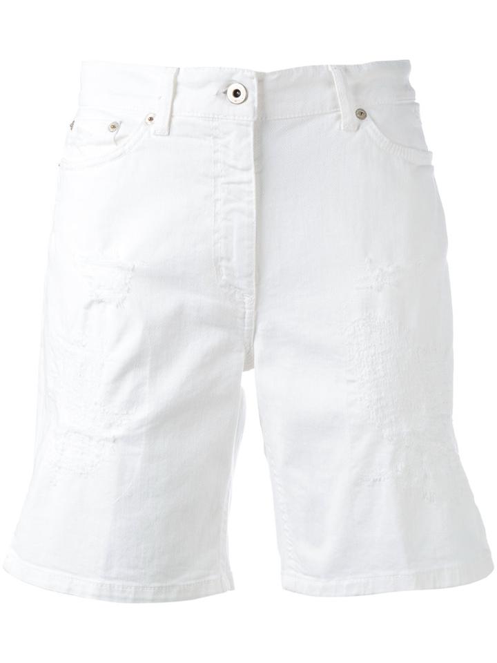 Dondup - Ripped Chino Shorts - Women - Cotton/spandex/elastane - 30, White, Cotton/spandex/elastane