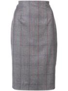 Carolina Herrera - Tartan Check Pencil Skirt - Women - Silk/wool - 2, Brown, Silk/wool