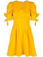 Sea Tied Sleeve Short Dress - Yellow