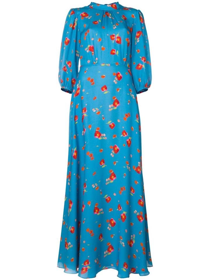 Vilshenko Flared Floral Dress - Blue