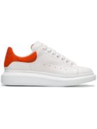 Alexander Mcqueen White And Orange Oversized Leather Sneakers