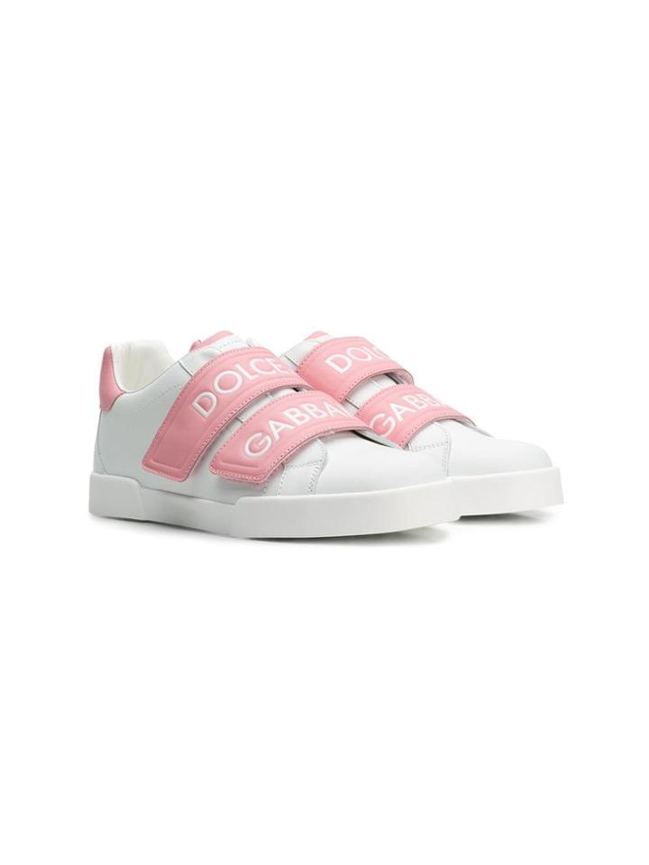 Dolce & Gabbana Kids Logo Touch-strap Sneakers - White