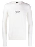 Balmain Logo Intarsia Sweater - White