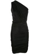 Rhea Costa Asymmetric Ruched Dress - Black