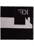 Kenzo Intarsia Knit Logo Scarf - Black