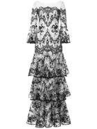 Marchesa Notte Embroidered Lace Gown - Black