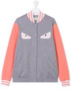 Fendi Kids Teen Appliqué Bomber Jacket - Grey
