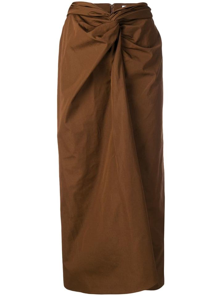 Max Mara Ruched Front Drape Skirt - Brown