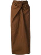 Max Mara Ruched Front Drape Skirt - Brown
