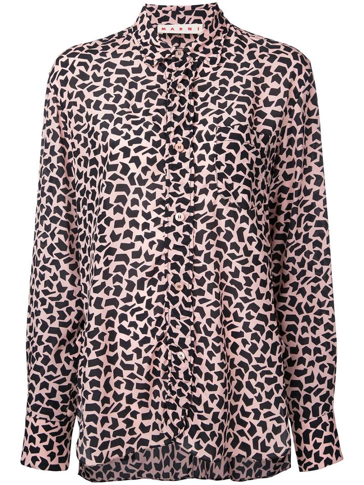 Marni - Geometric Print Blouse - Women - Silk - 44, Women's, Pink/purple, Silk