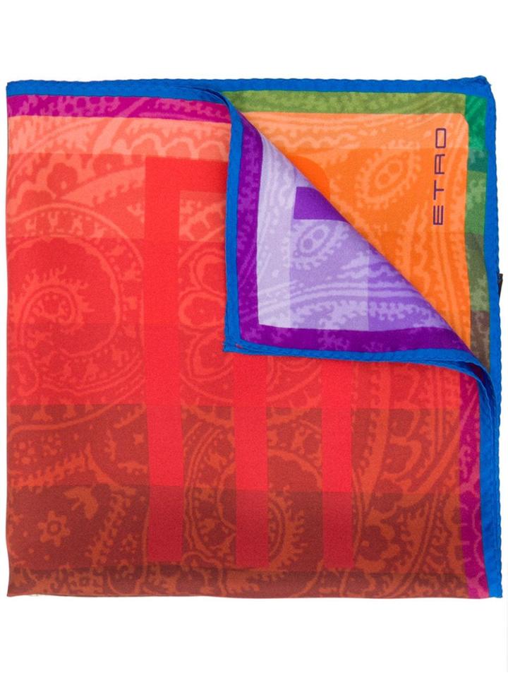 Etro Contrast Logo Scarf - Red
