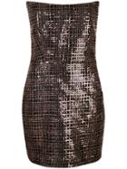 Michelle Mason Strapless Sequined Mini Dress - Brown