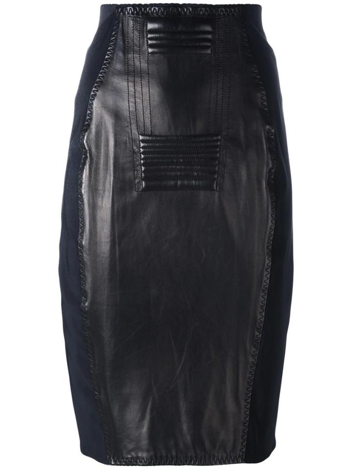 Jean Paul Gaultier Vintage Leather Panelled Skirt - Black