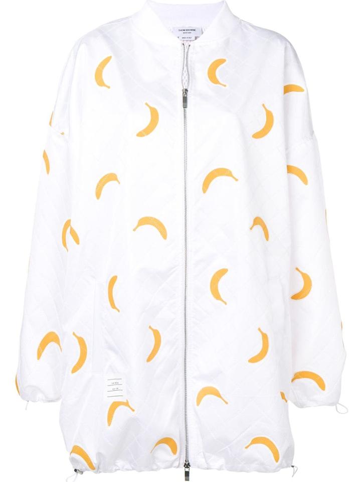 Thom Browne Banana Appliqué Oversized Bomber - White