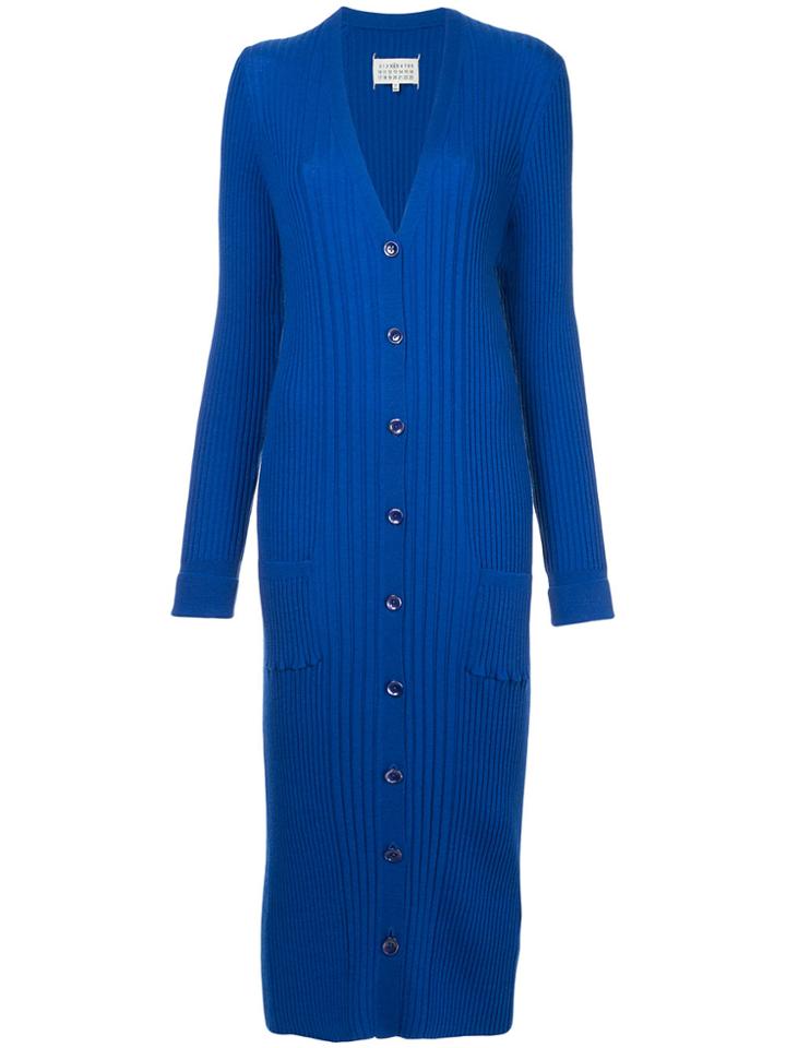 Maison Margiela Long Fitted Ribbed Cardigan - Blue