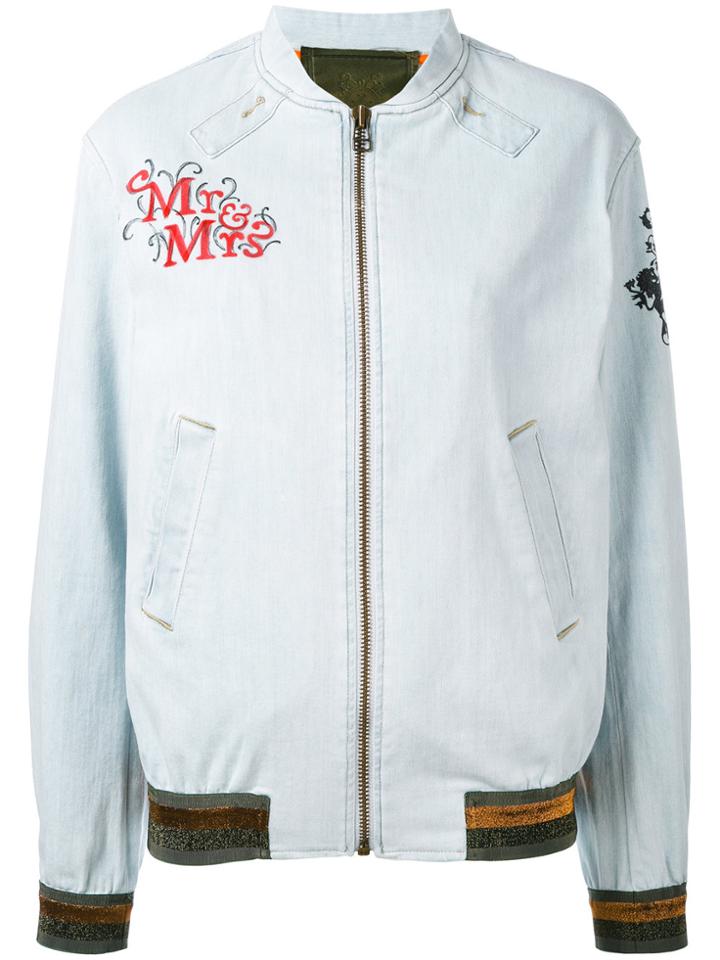 Mr & Mrs Italy Patch Detail Bomber Jacket - Blue