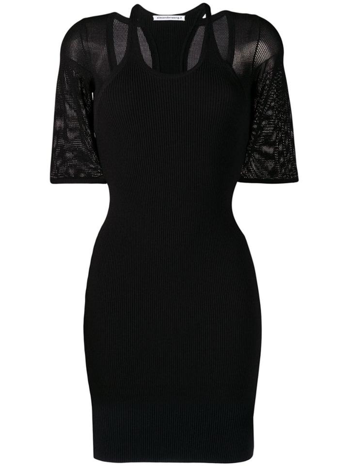 T By Alexander Wang Mesh Layered Mini Dress - Black