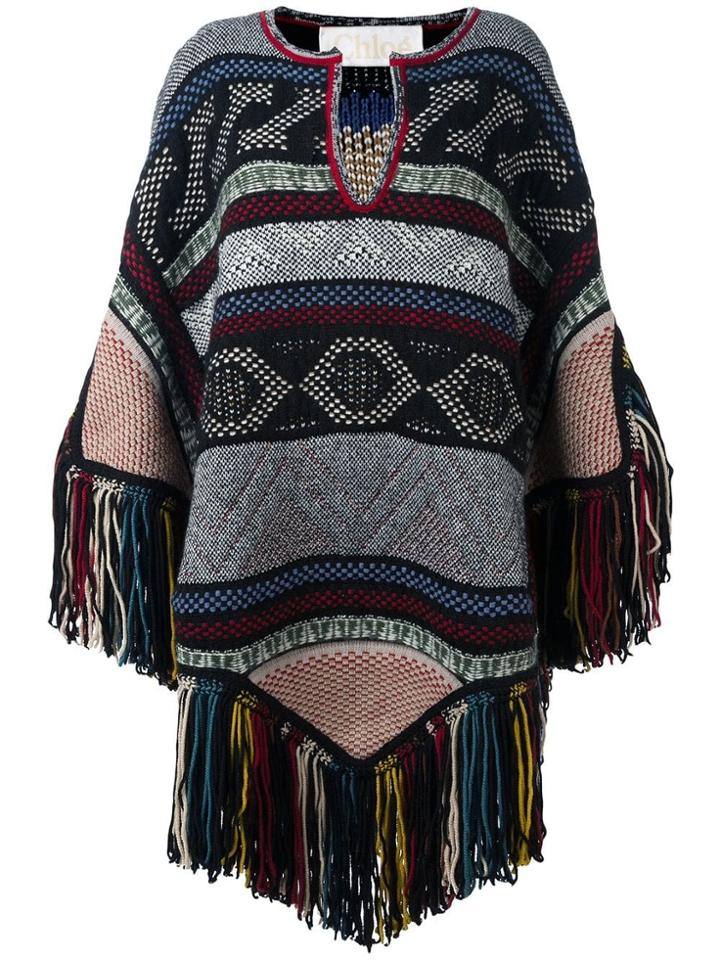 Chloé Fringed Poncho - Multicolour