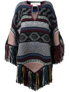 Chloé Fringed Poncho - Multicolour