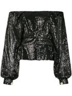 Ingie Paris Sequins Embellished Off Shoulder Top - Black