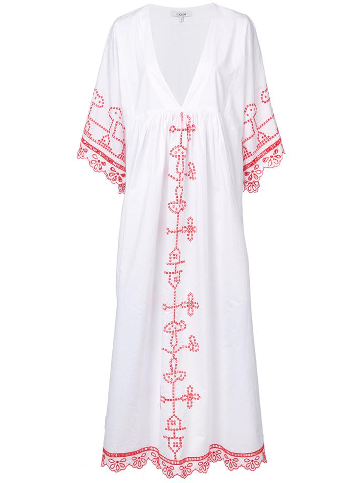 Ganni Embroidered Kaftan - White