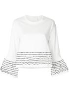 See By Chloé Cropped Bell Sleeve Top - White