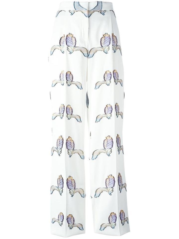 Emilio Pucci Embroidered Trousers, Women's, Size: 44, Nude/neutrals, Polyamide/polyester/acetate/viscose