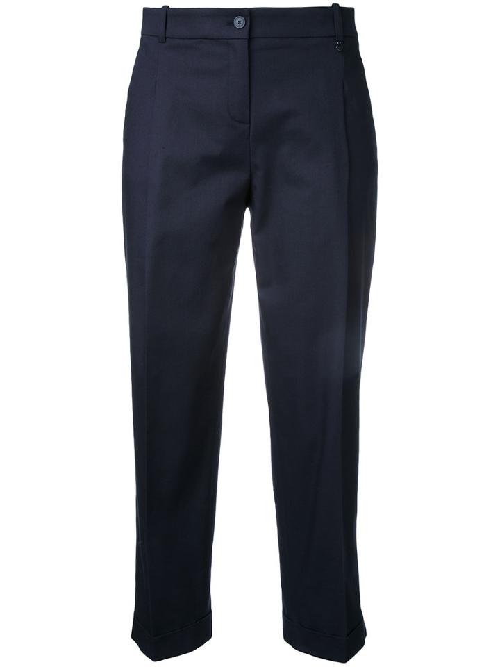 Jil Sander Navy Cropped Trousers, Women's, Size: 36, Blue, Cotton/spandex/elastane