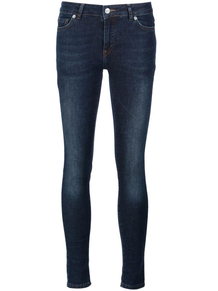 Anine Bing Mid Rise Skinny Jeans, Women's, Size: 30, Blue, Cotton/spandex/elastane