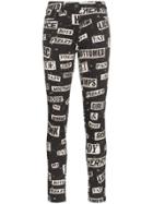 Moschino High Waisted Printed Cotton Blend Skinny Jeans - Black