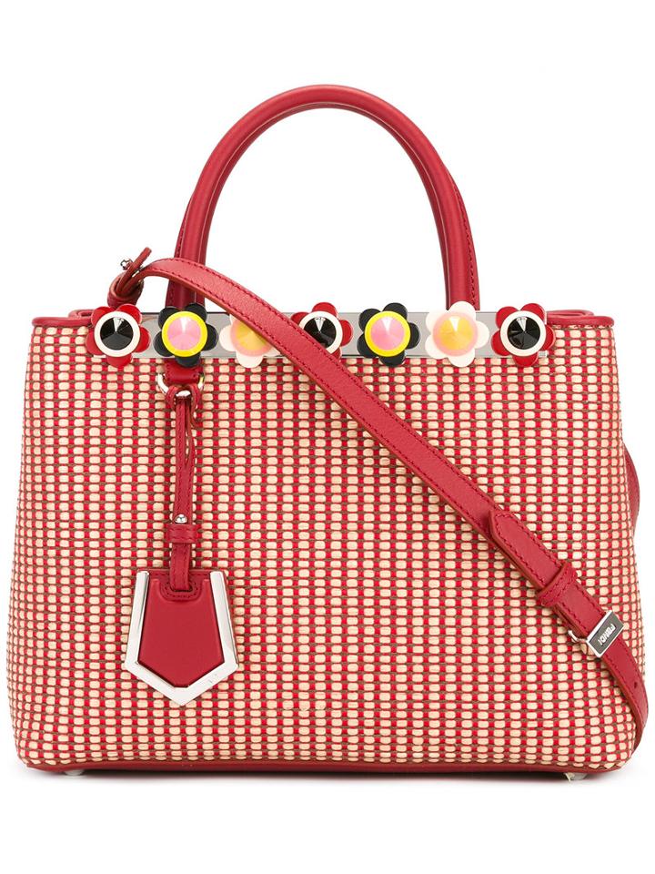 Fendi Woven Texture Tote Bag, Women's, Red, Leather