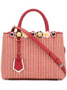 Fendi Woven Texture Tote Bag, Women's, Red, Leather