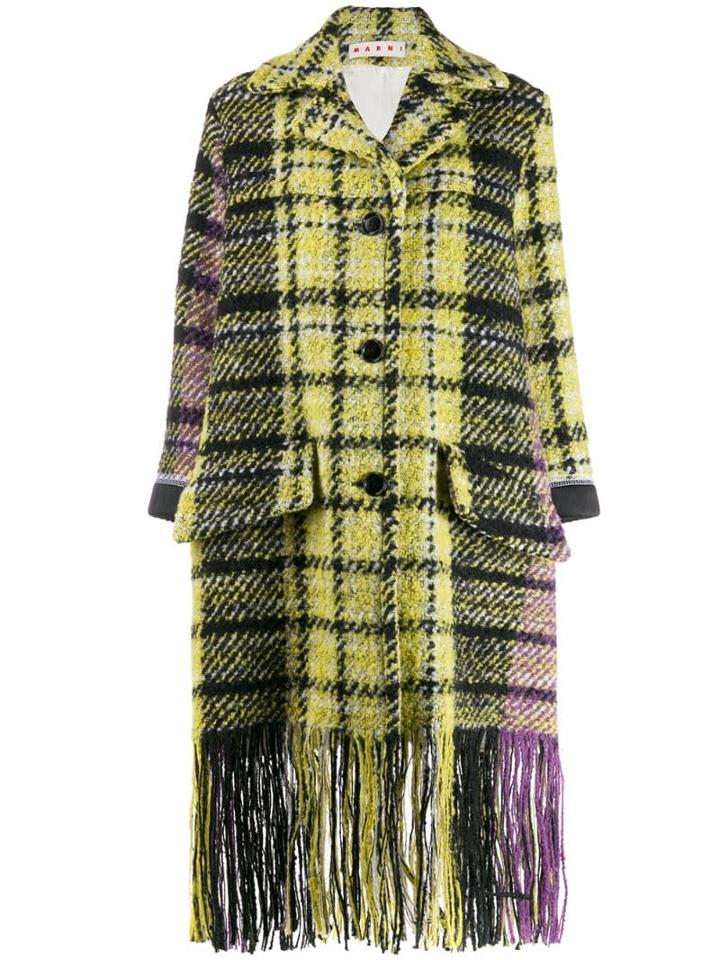 Marni Plaid Fringe Coat - Yellow