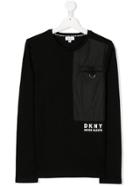 Dkny Kids Teen Panelled Long Sleeve T-shirt - Black