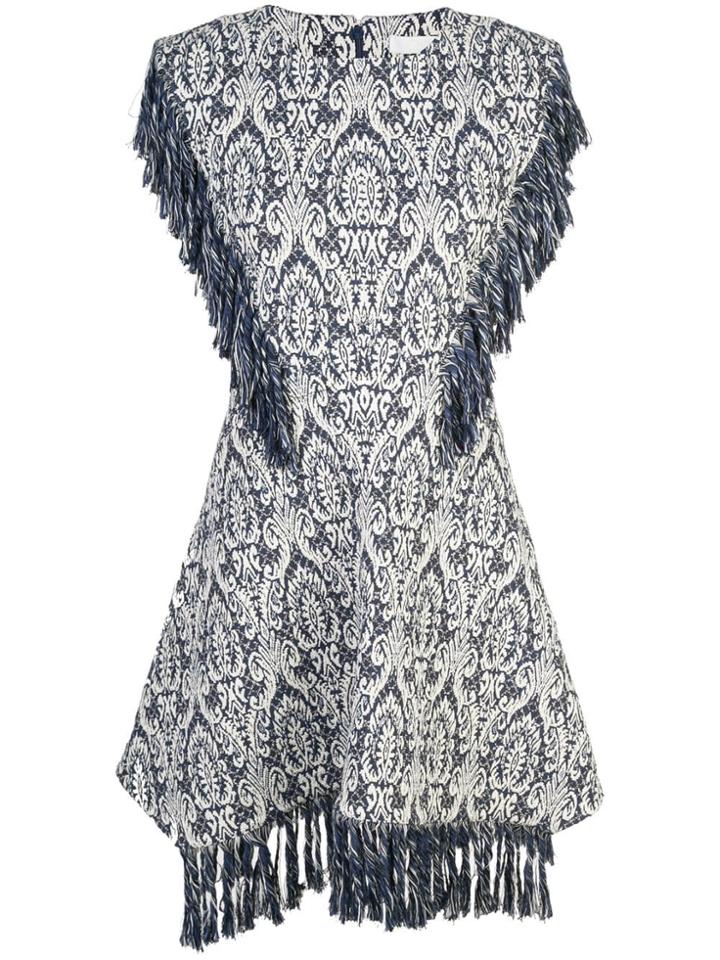 Chloé Jacquard Fringed Dress - Blue