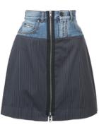 Maison Margiela Patched Pinstripe And Denim Mini Skirt - Blue