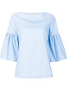 Suno Ruffled Sleeves Blouse, Women's, Size: 2, Blue, Cotton