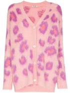 Miu Miu Leopard Print Knit Cardigan - Pink