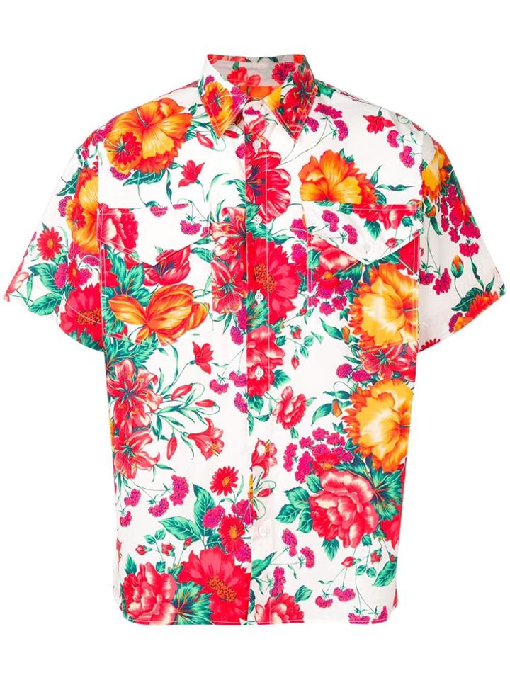 Msgm Short-sleeved Floral Print Shirt - White