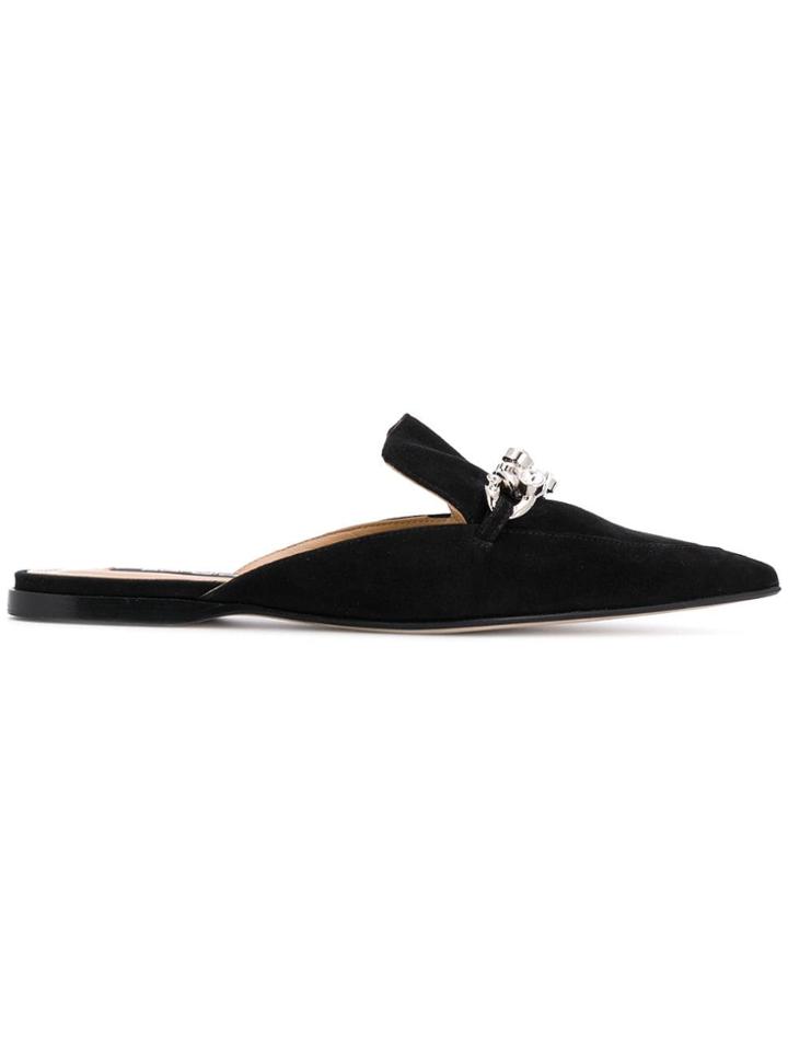 Sergio Rossi Sr Chain Pointed Mules - Black