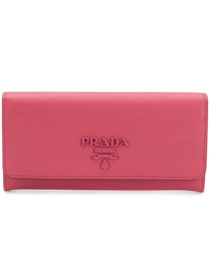 Prada Logo Continental Wallet - Pink & Purple