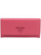 Prada Logo Continental Wallet - Pink & Purple