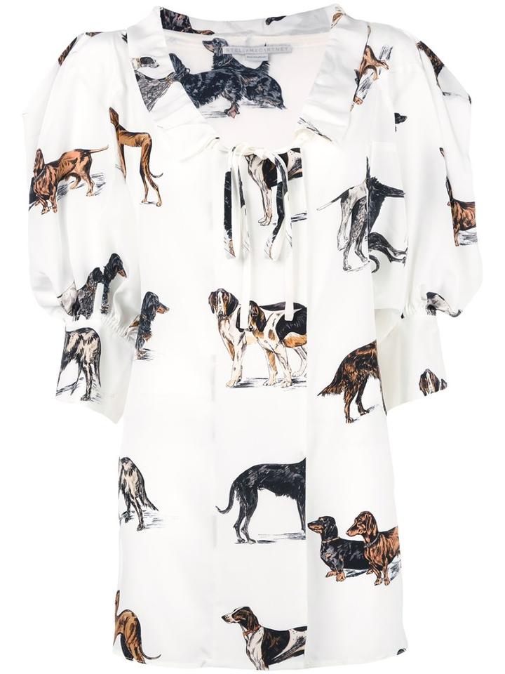 Stella Mccartney Crinkled Neck Dog Blouse, Women's, Size: 44, White, Silk