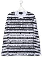 Emporio Armani Kids Teen All Over Logo Print Top - Black