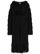 Saint Laurent Cable Knit Cardigan Coat - Black