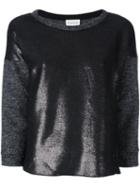 Moncler Metallic Panel Knit Top, Women's, Size: Xs, Grey, Polyester/virgin Wool