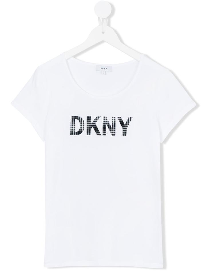 Dkny Kids - Teen Grid Logo T-shirt - Kids - Cotton/polyester/viscose - 14 Yrs, White