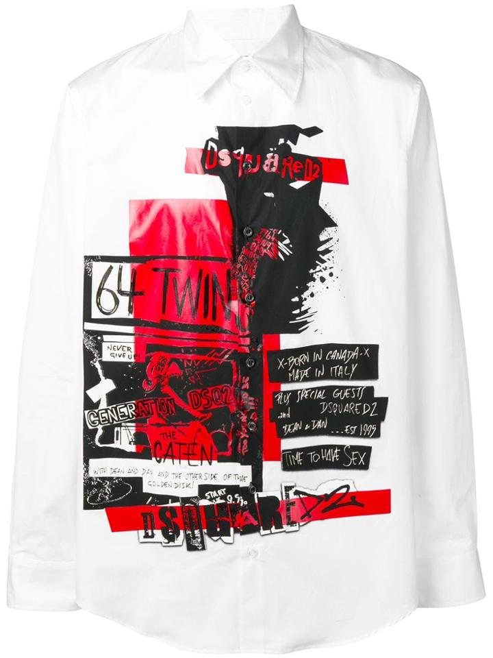 Dsquared2 Grafitti Print Shirt - White
