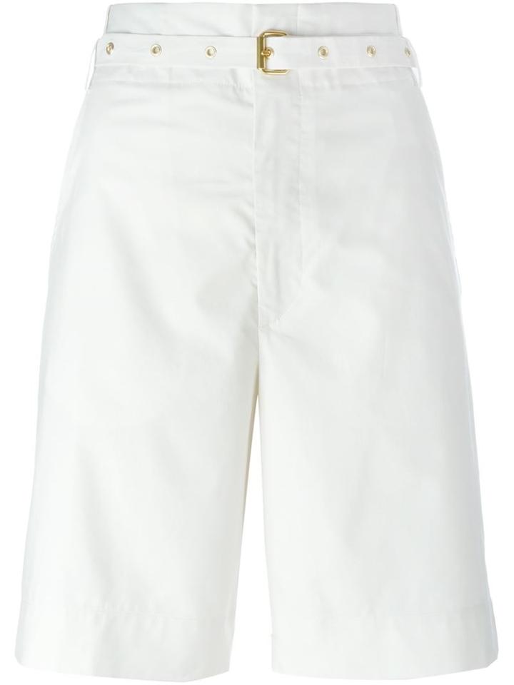 Isabel Marant Belted Bermuda Shorts, Women's, Size: 32, White, Cotton