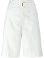Isabel Marant Belted Bermuda Shorts, Women's, Size: 32, White, Cotton